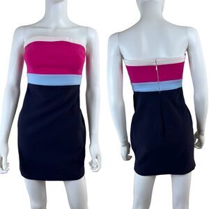 Likely Women Size 4 Marena Pink Blue Tube Top Bodycon Sheath Mini Dress Pullover